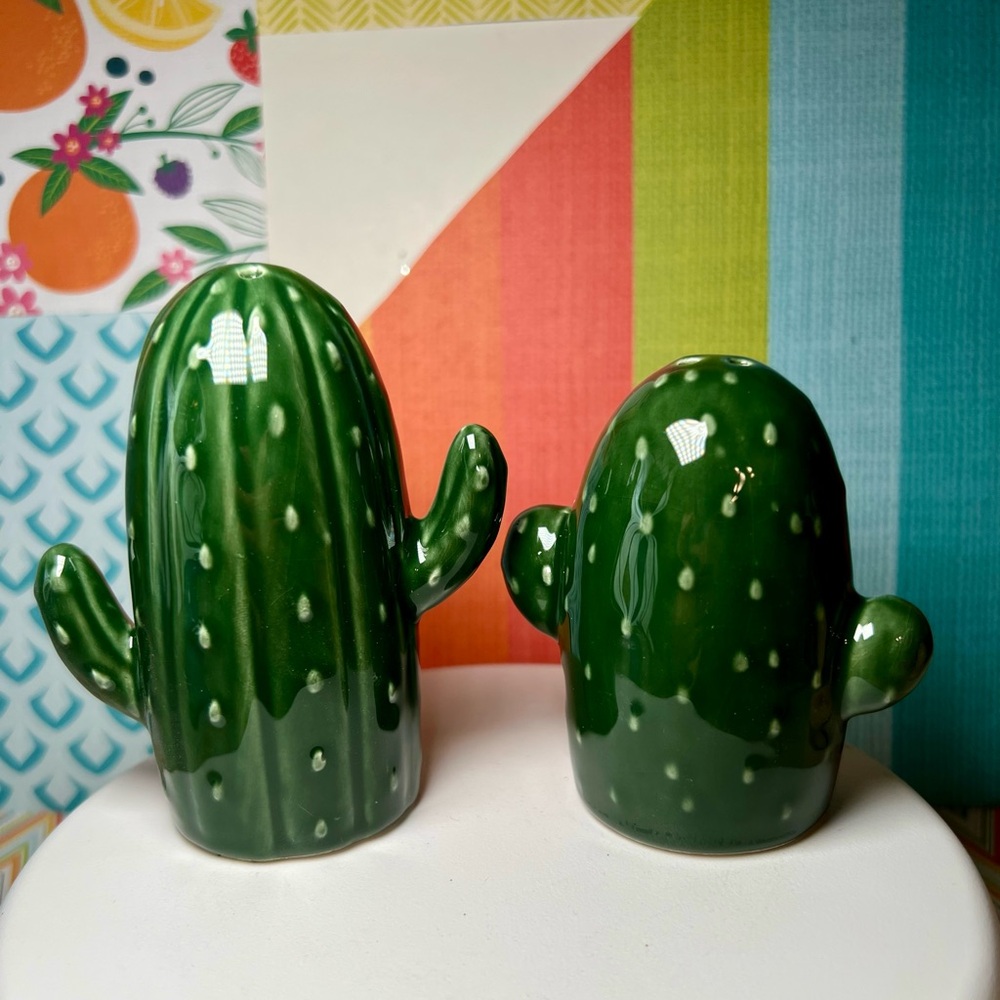 Ceramic Green Cactus Salt and Pepper Shakers